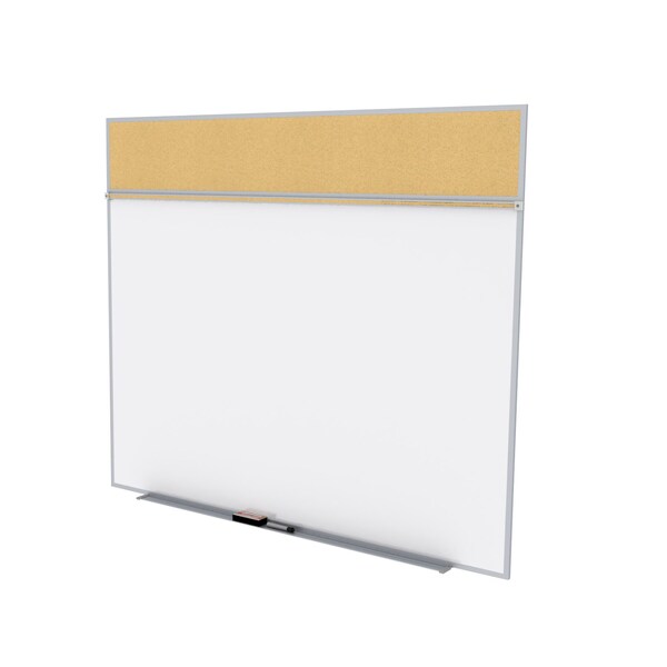 Combo Whiteboard/Bulletin, Mag Por/Cork, Styl A, 5 ft H x 10 ft W, Natural